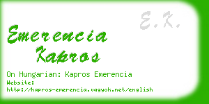 emerencia kapros business card